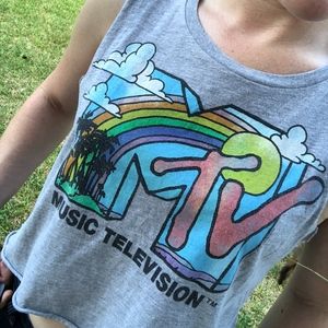 MTV Grey Rainbow Crop Top